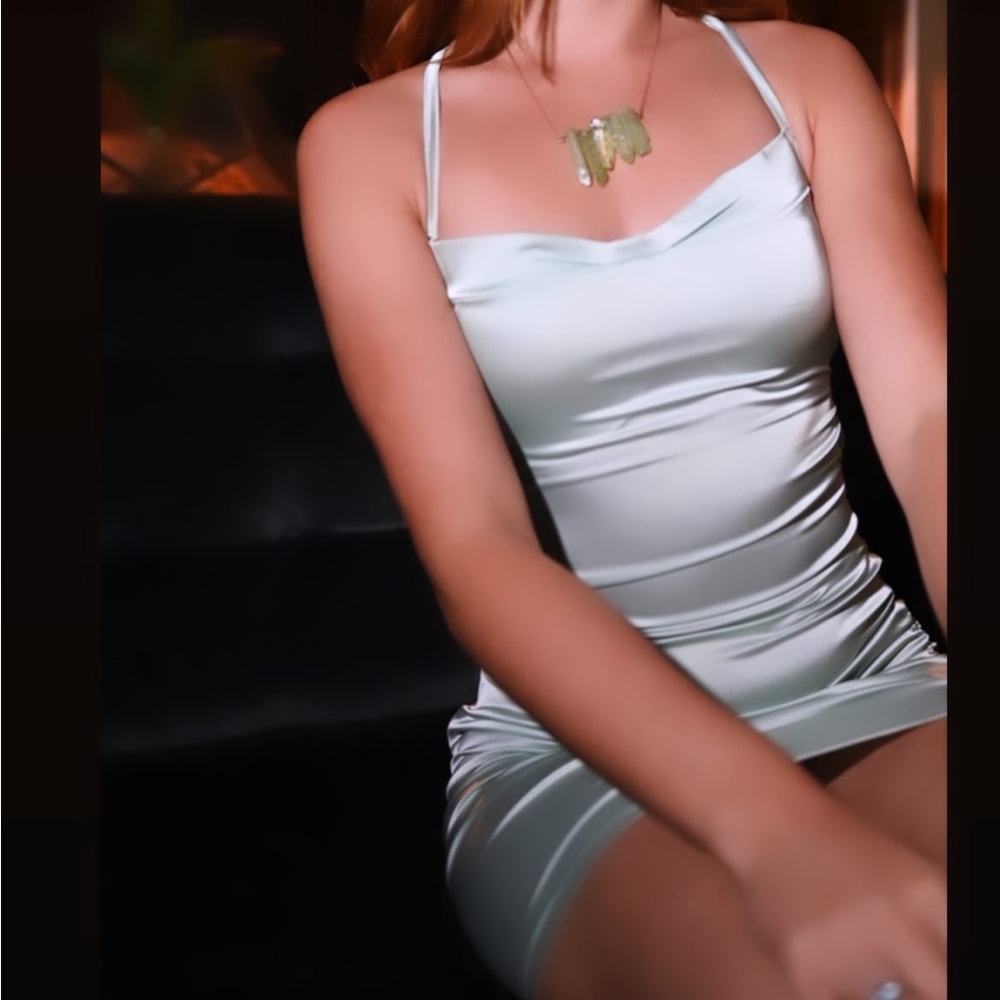 Satin mint dress